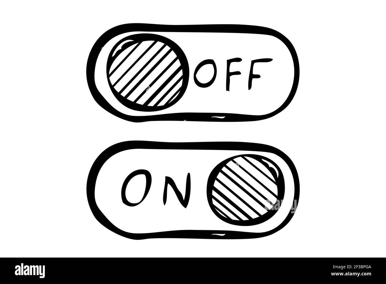 Vector Doodle Hand Draw Sketch on off oval Button or Switch Stock ...
