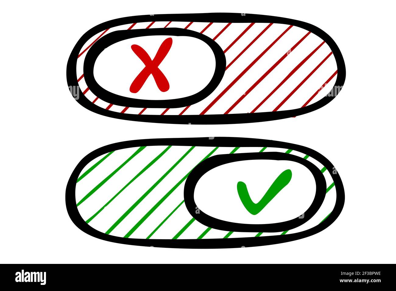 Vector Doodle Hand Draw Sketch on off oval Button or Switch Stock ...