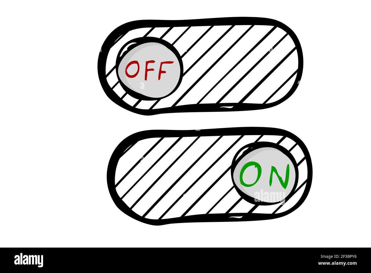 Vector Doodle Hand Draw Sketch on off oval Button or Switch Stock ...
