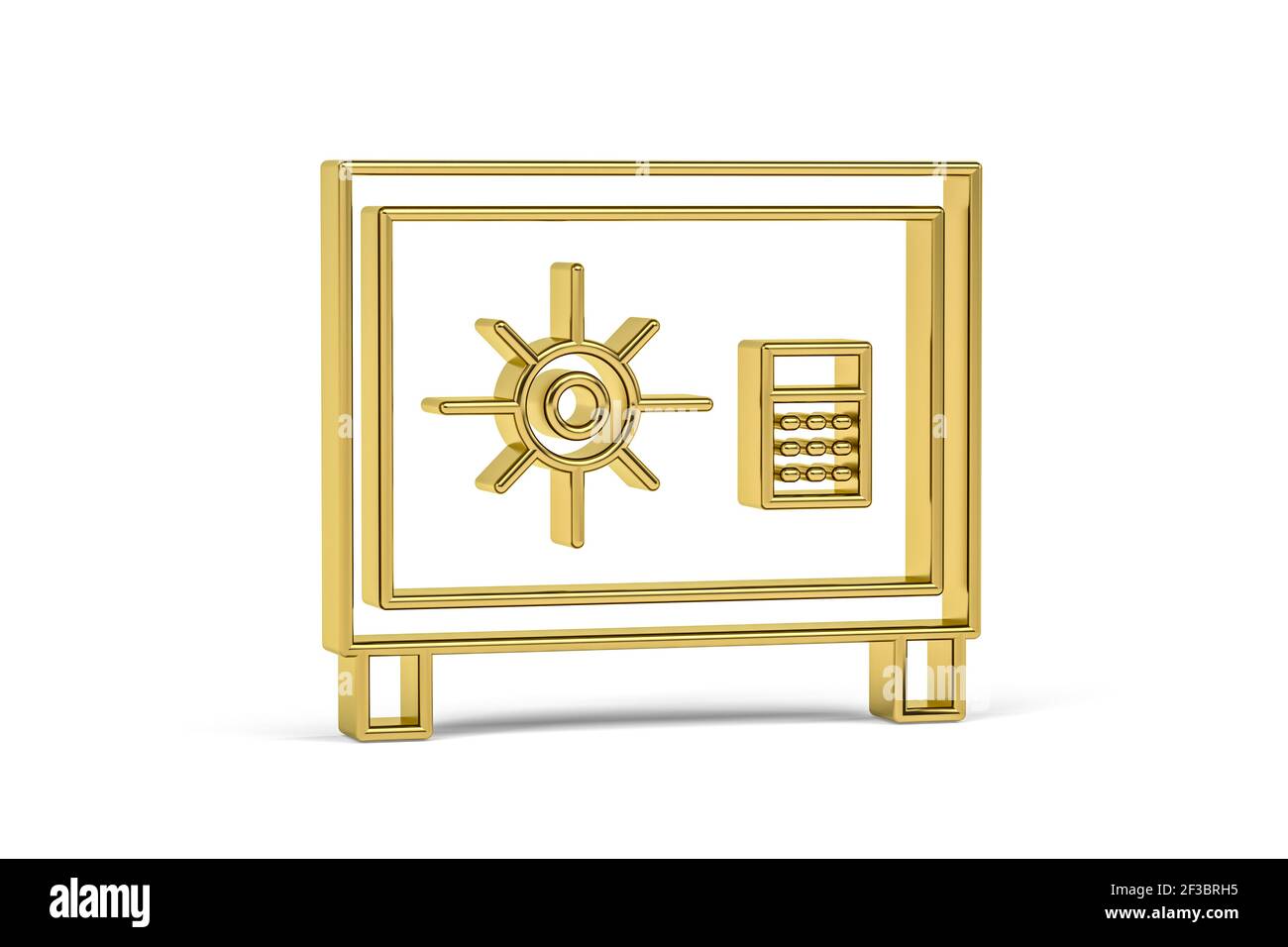 Golden 3d safe icon isolated on white background - 3D render Stock ...