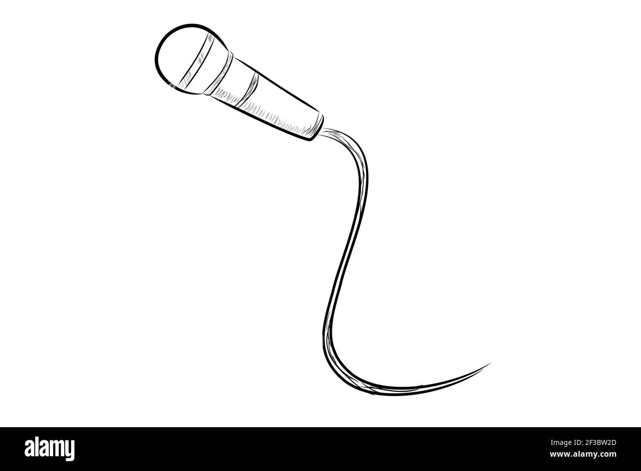 vector hand draw sketch microphone, Isolated on White Stock Vector
