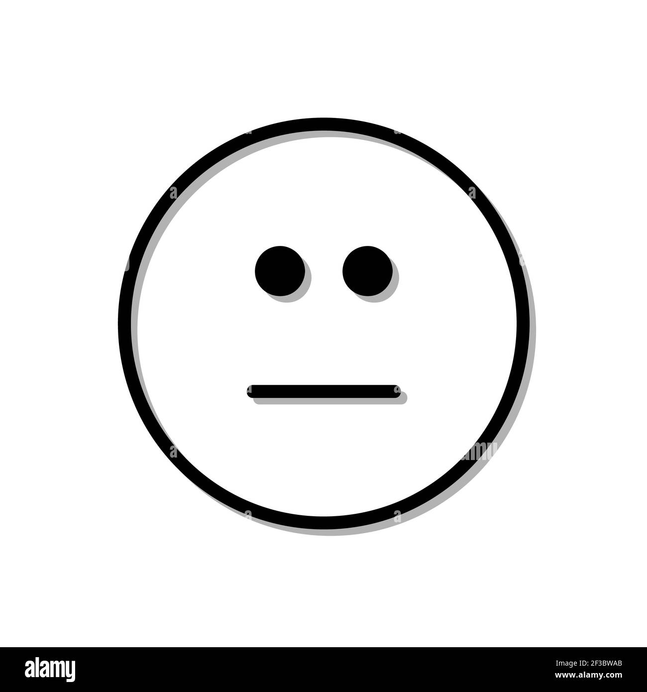 Bored smile icon. Outline pictogram isolated on white Stock Photo - Alamy