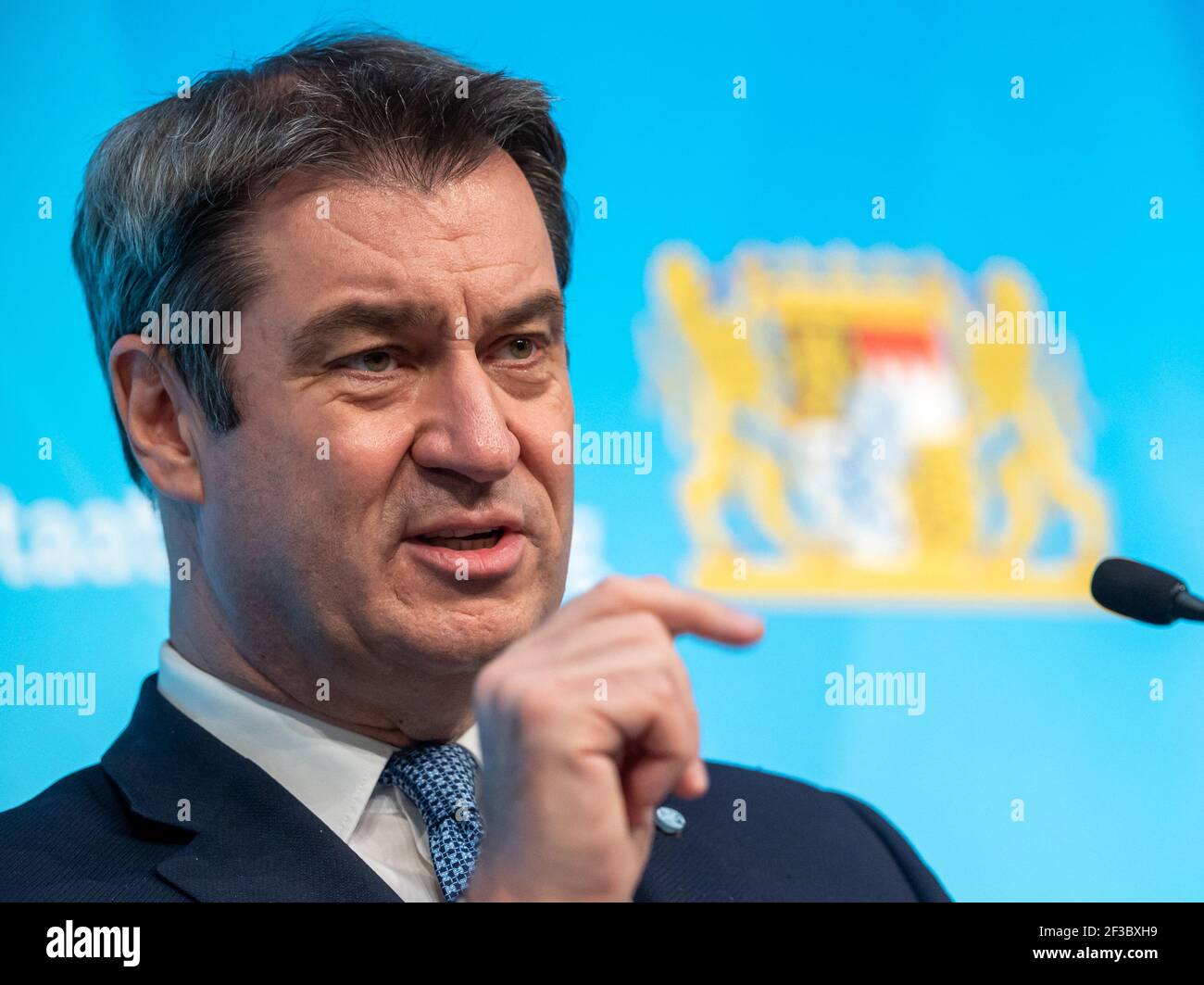 Munich, Germany. 16th Mar, 2021. Markus Söder (CSU), Prime Minister of ...
