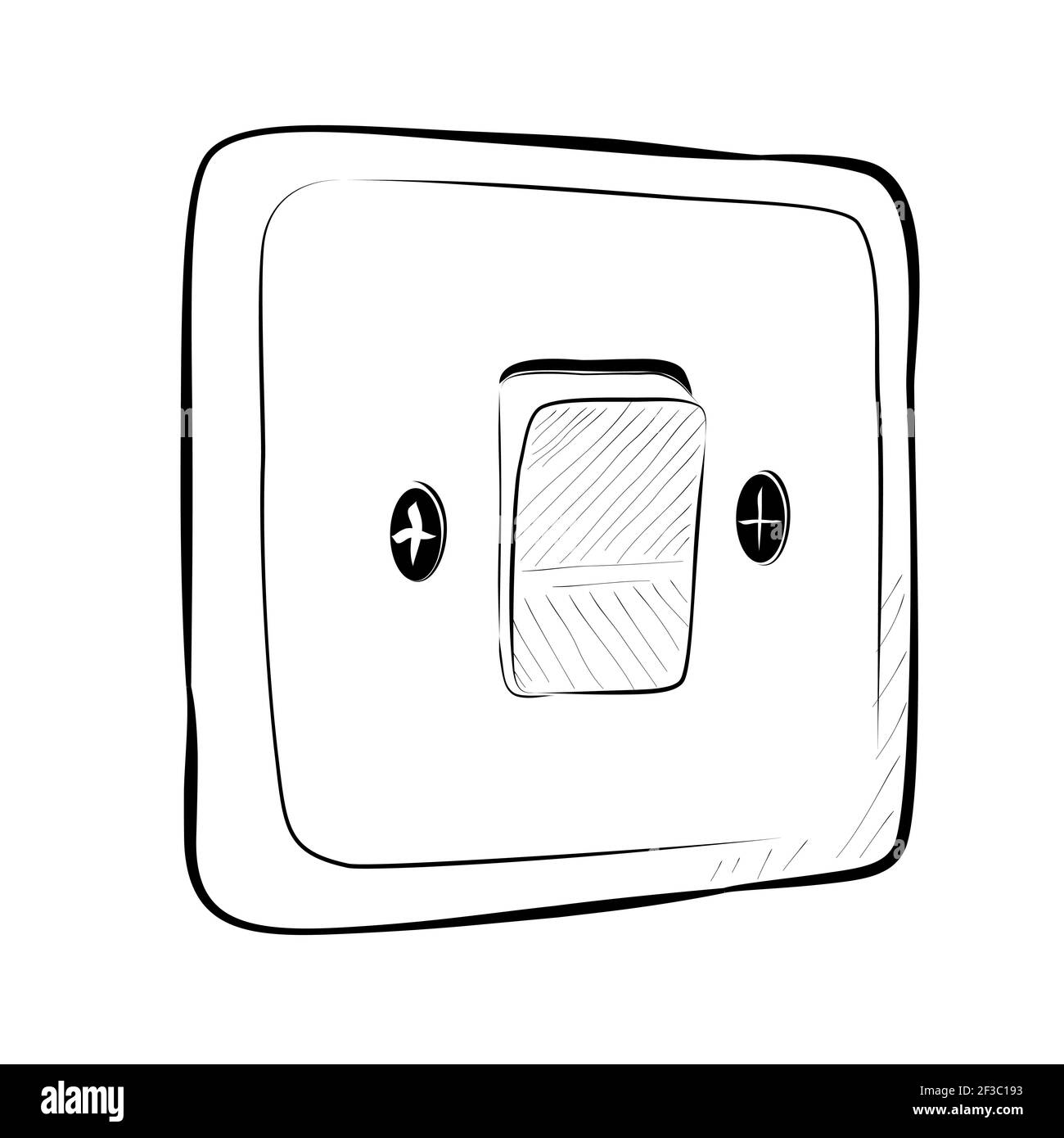 Vector Doodle Hand Draw Sketch on off Electricity Switch Stock Vector
