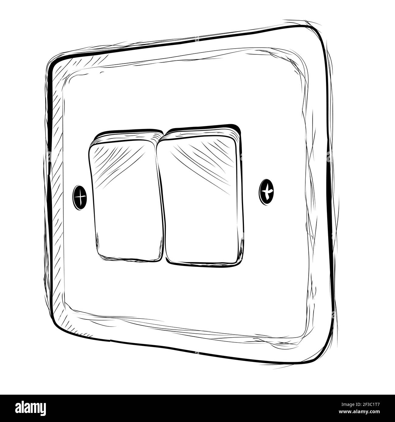 electric switch / cartoon vector and illustration, black and white, hand  drawn, sketch style, isolated on white background. Stock Vector | Adobe  Stock