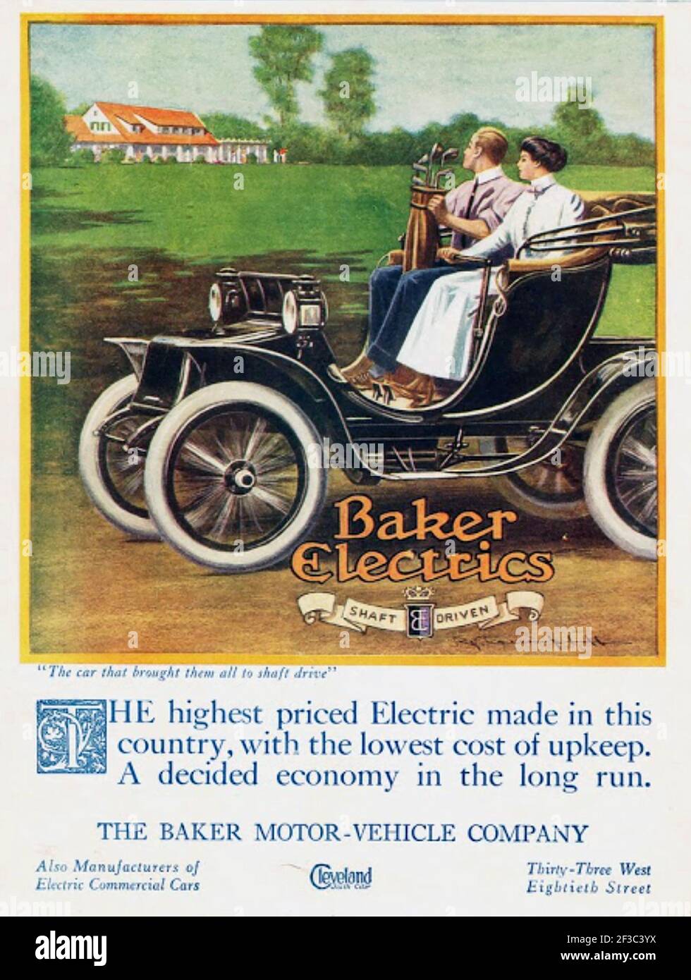 BAKER MOTOR VEHICLE COMPANY, Cleveland, Ohio, 1899-1914. A 1912 advert for the Baker Queen Victoria model electric car. Stock Photo