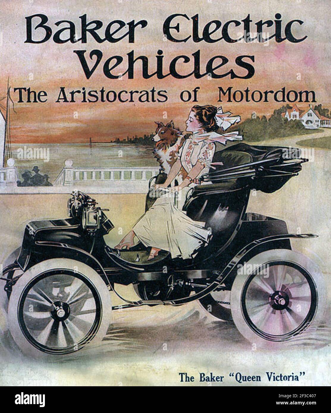 BAKER MOTOR VEHICLE COMPANY, Cleveland, Ohio, 1899-1914. A 1909 advert for the Baker Queen Victoria model electric car. Stock Photo