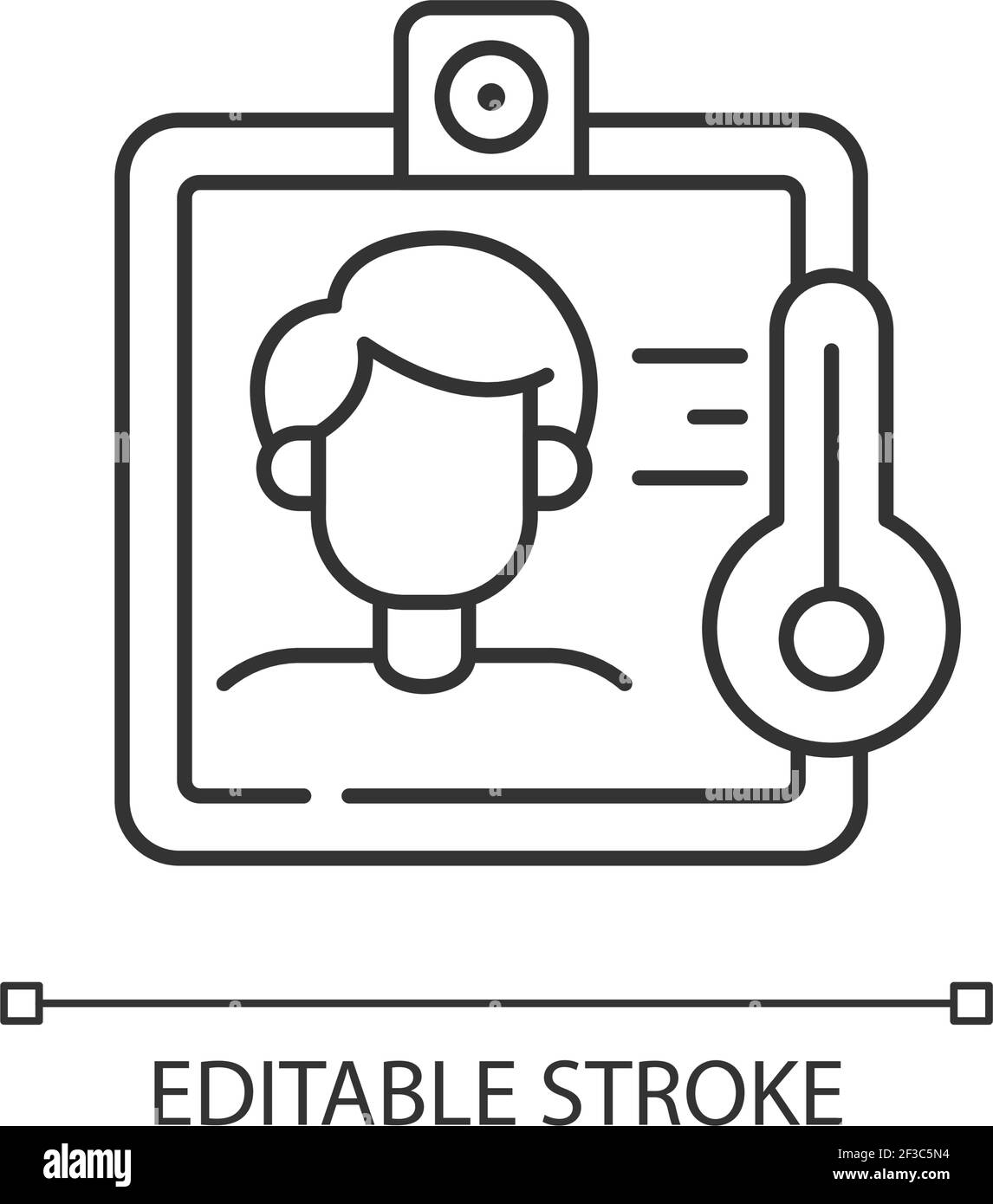 Contactless temperature screening linear icon Stock Vector