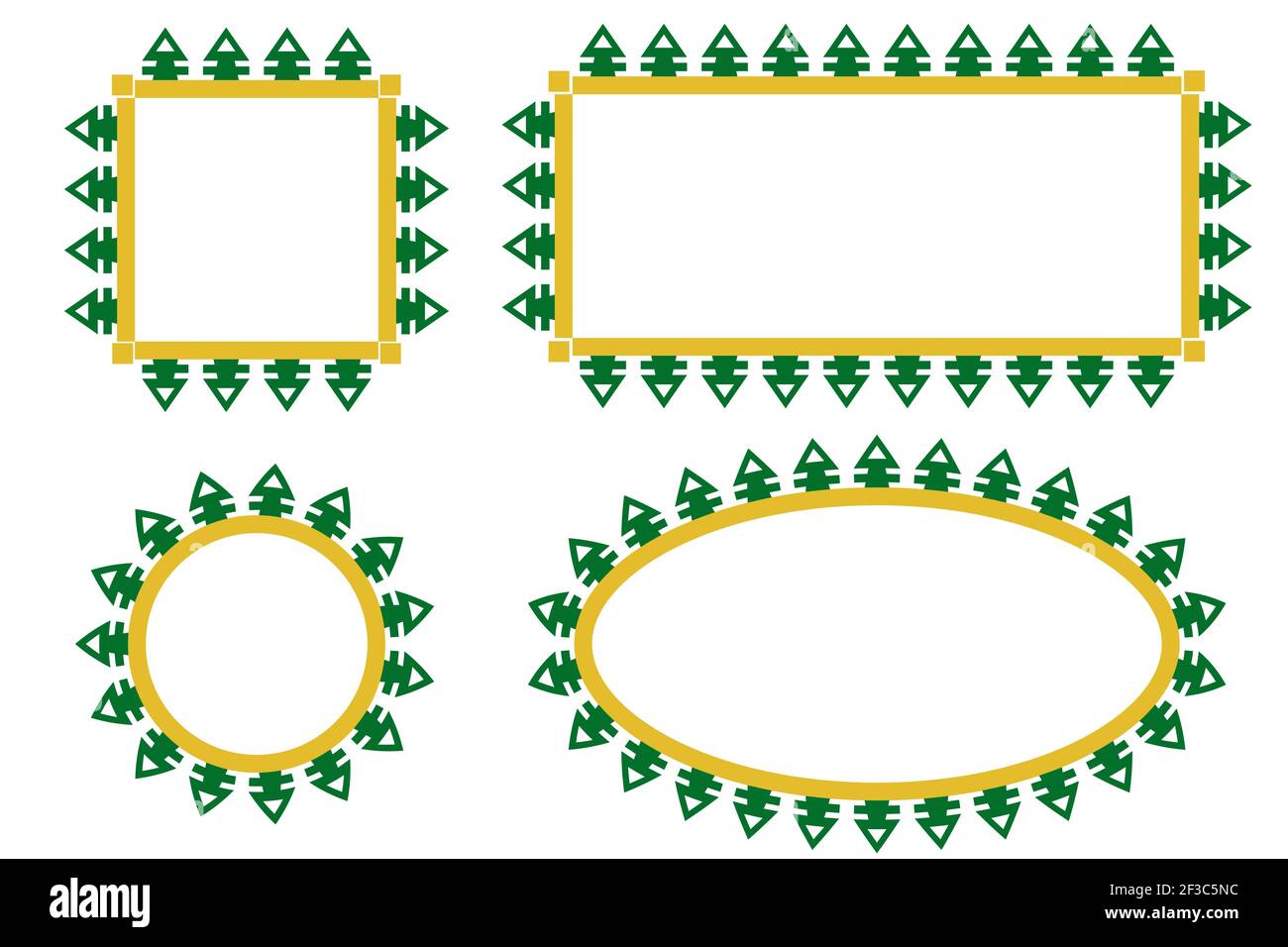 Green and Yellow Gate Border or Frame Decoration Traditional House of Betawi Old Jakarta, Indonesia Stock Vector