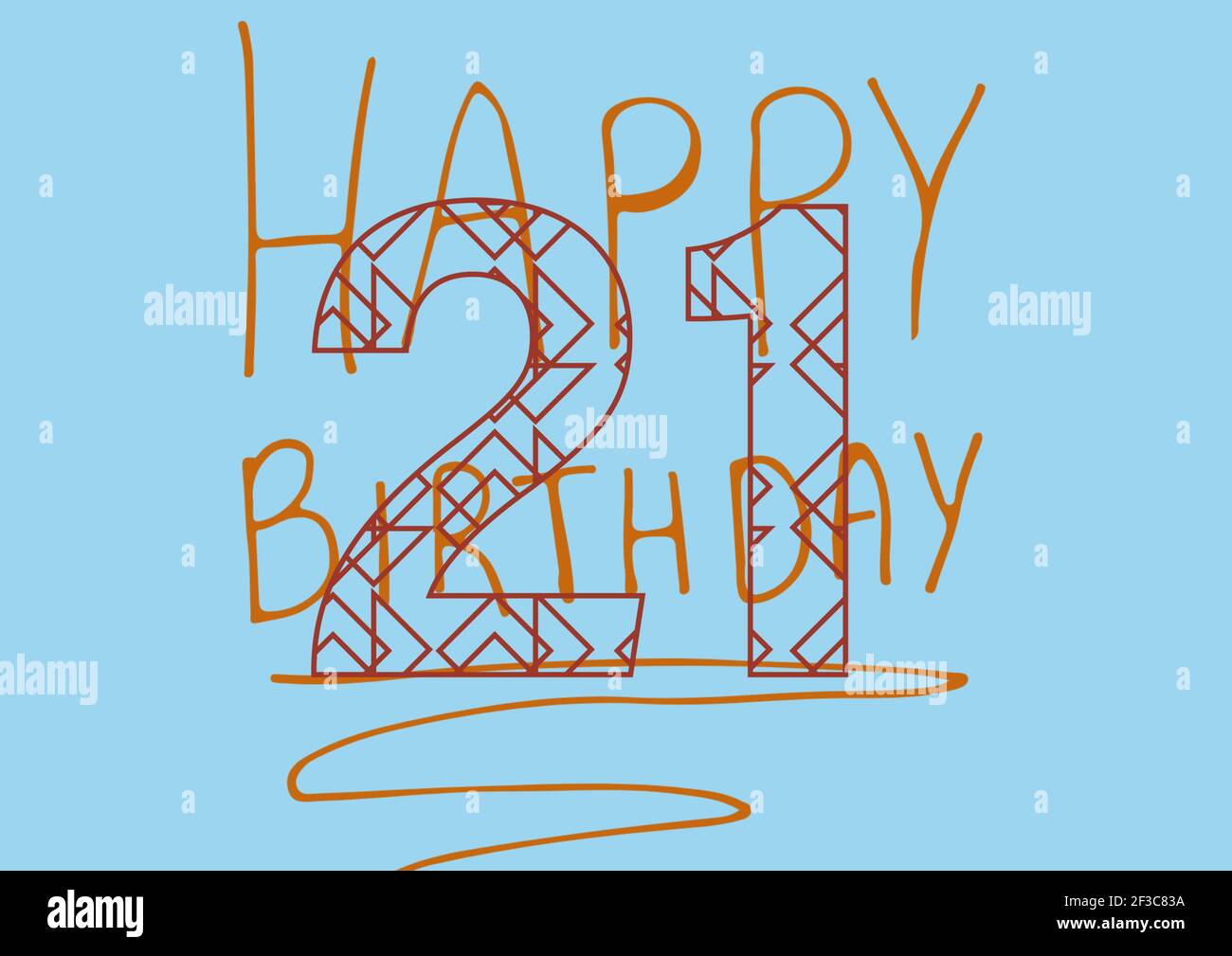 Digitally generated image of happy 21st birthday text against blue background Stock Photo