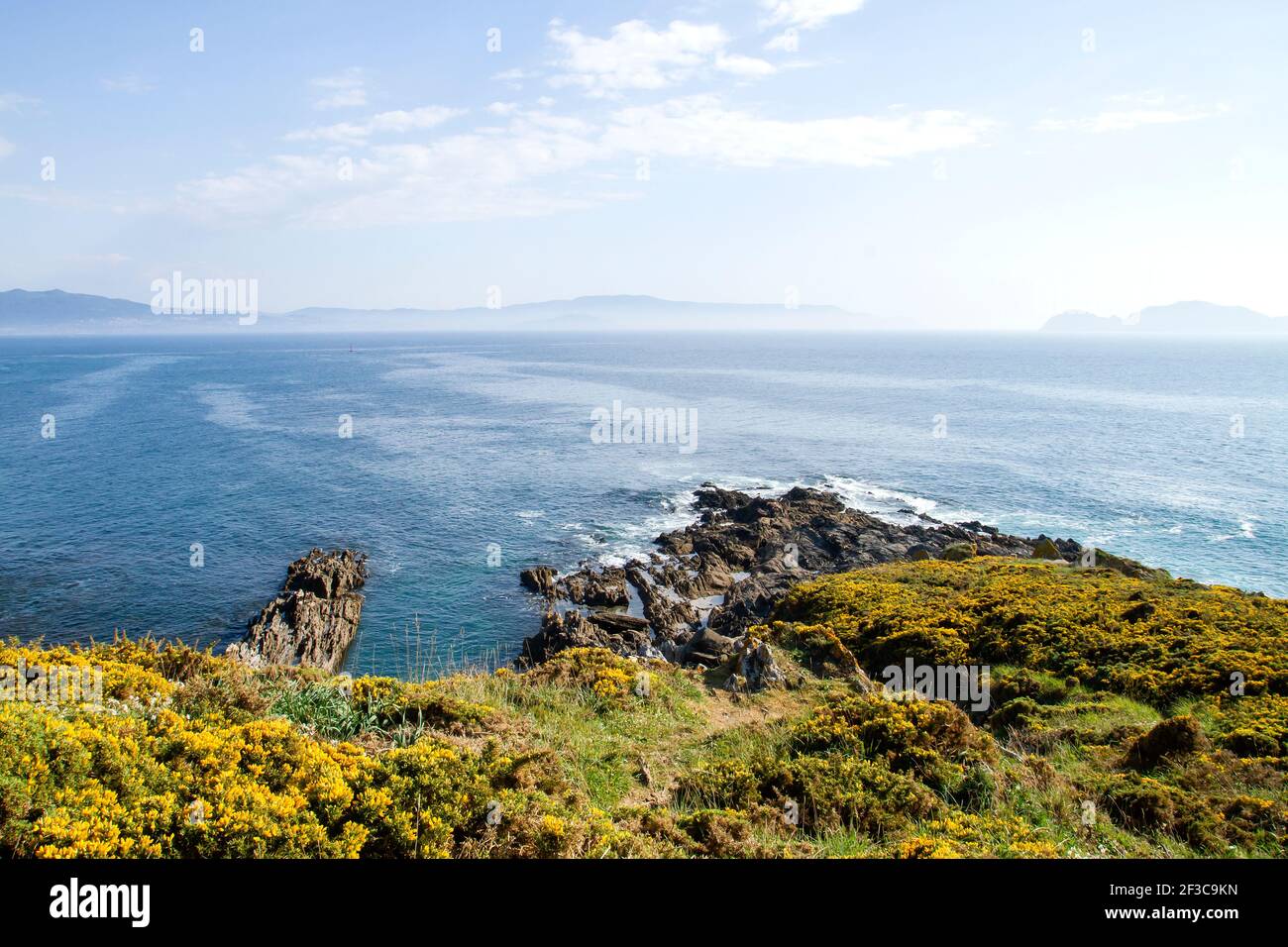 Vigo Ria views from Cabo Home in Rias Baixas, Pontevedra, Spain Stock Photo