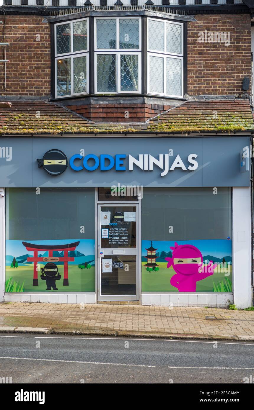 Code Ninjas, a learning centre for children to learn to code, situated in Bridge Street, Pinner, Middlesex, England, UK Stock Photo