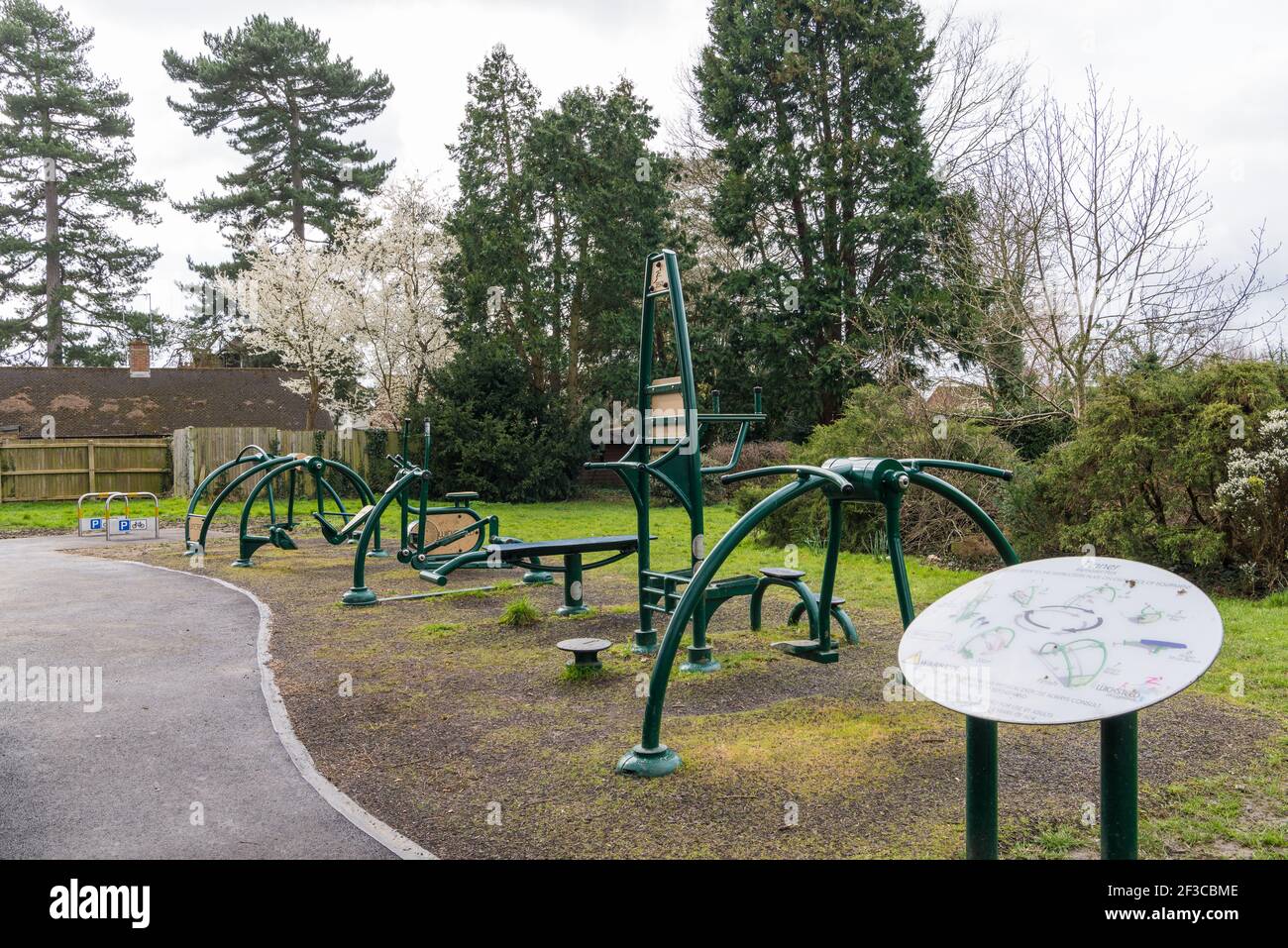 Outdoor fixed exercise and keep fit equipment in Pinner Memorial Park