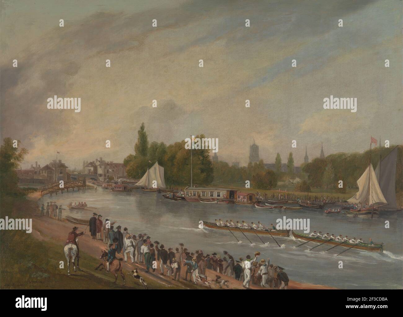 A Boat Race on the River Isis, Oxford, 1822. after John Thomas Serres Stock Photo