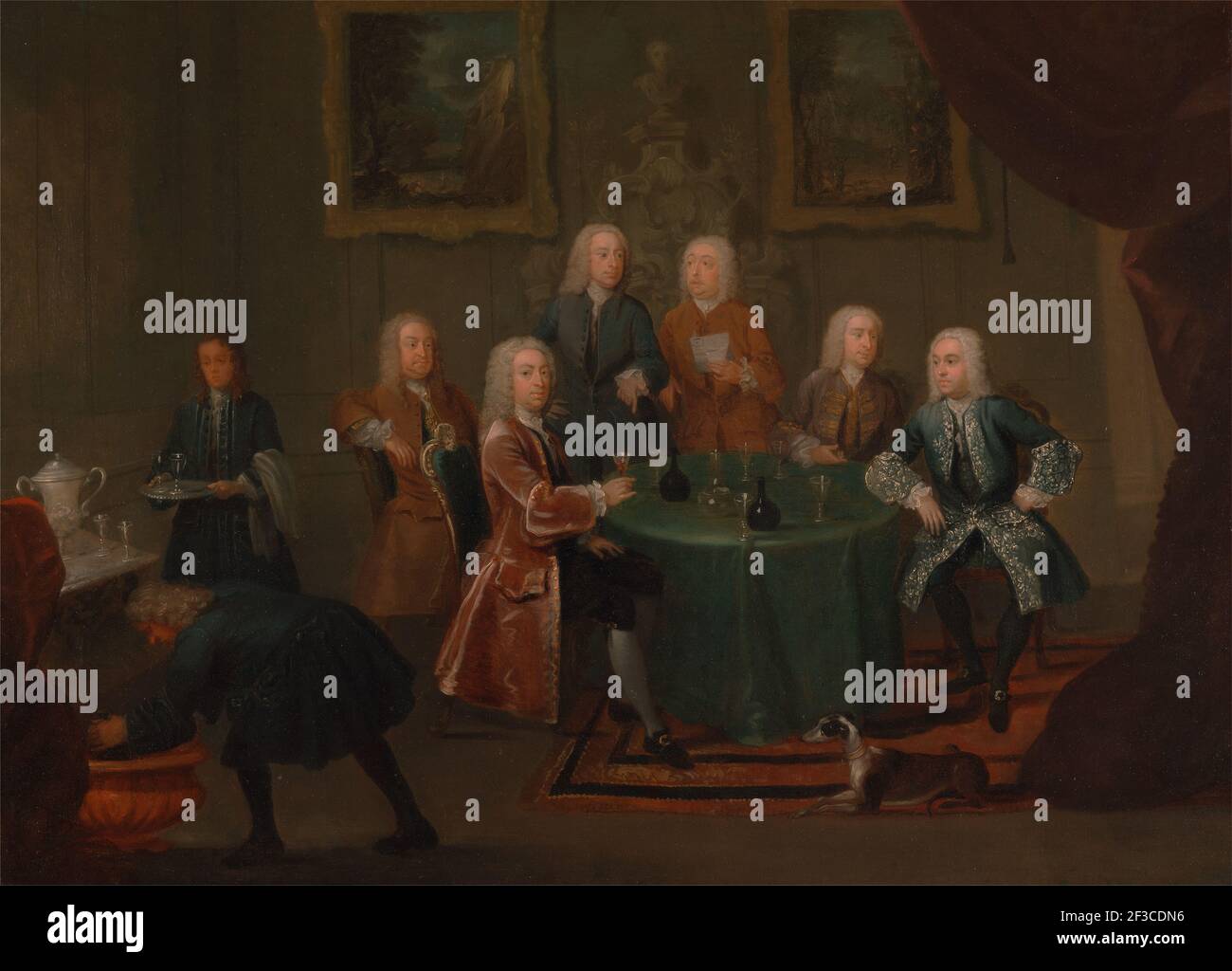 The Brothers Clarke with Other Gentlemen Taking Wine, between 1730 and 1735. Formerly attributed to William Hogarth. Stock Photo