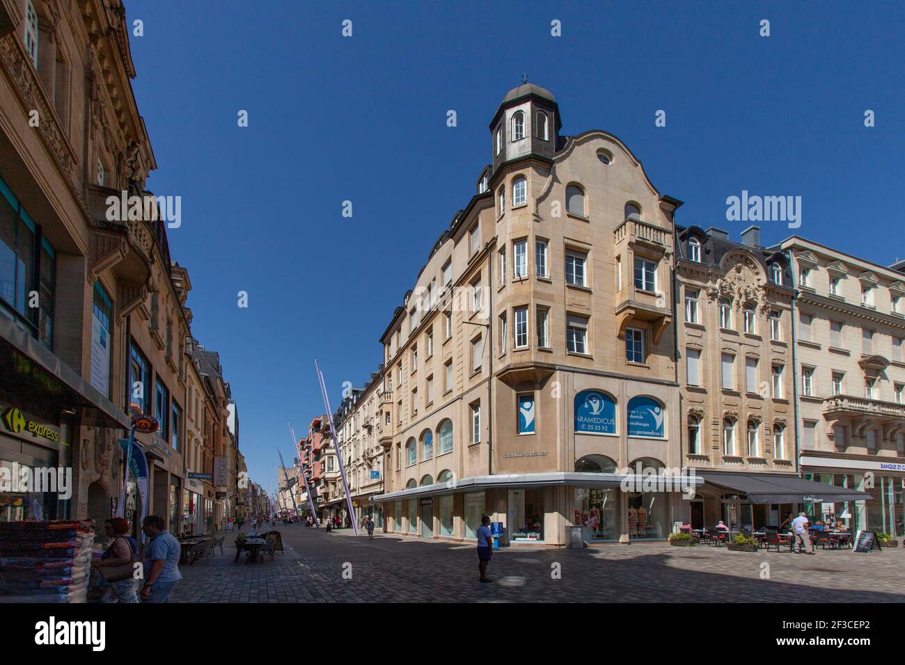 Luxembourg: shopping street in downtown Esch-sur-Alzette Stock Photo