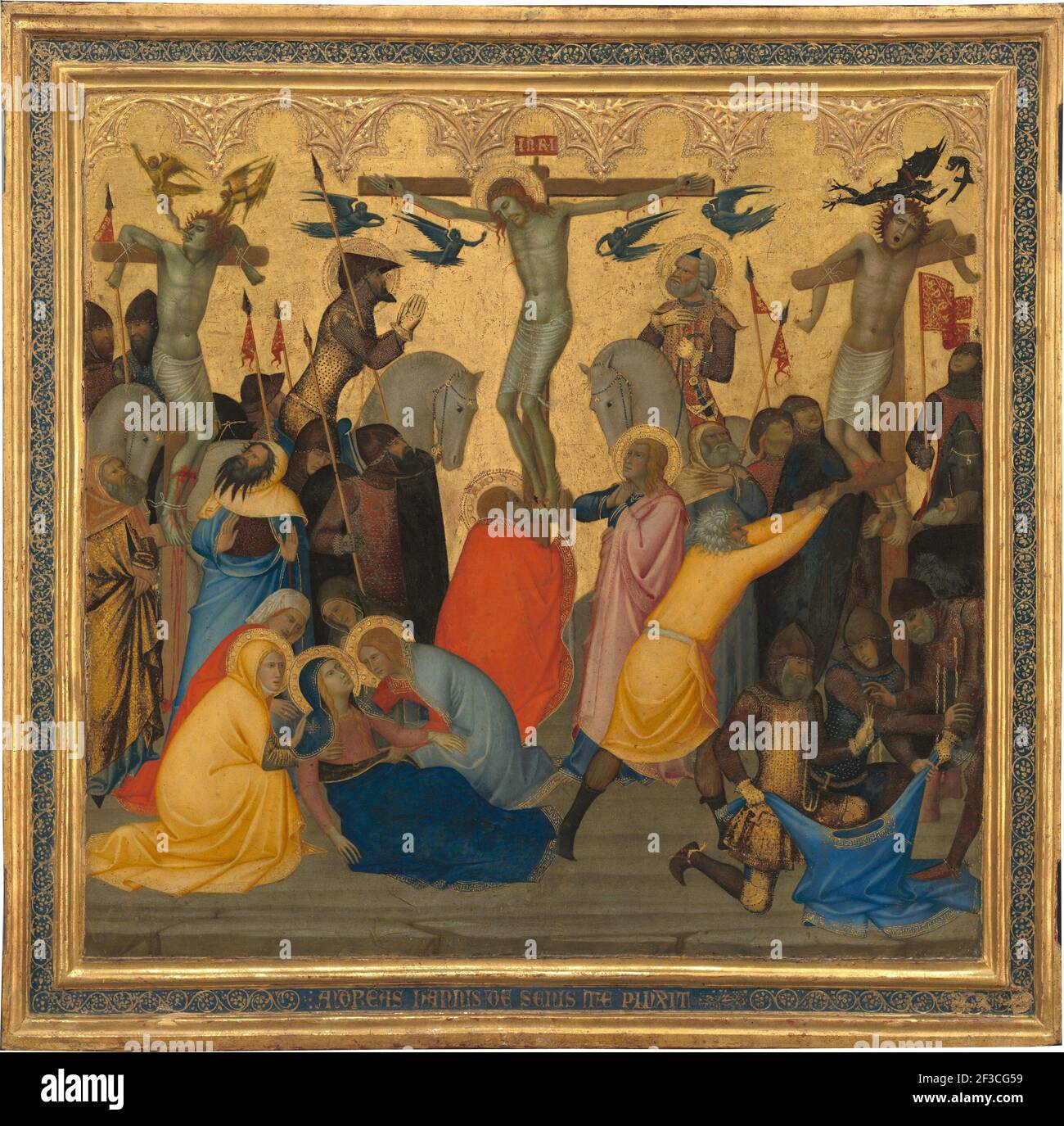 Scenes from the Passion of Christ: The Crucifixion [middle panel], 1380s. Stock Photo