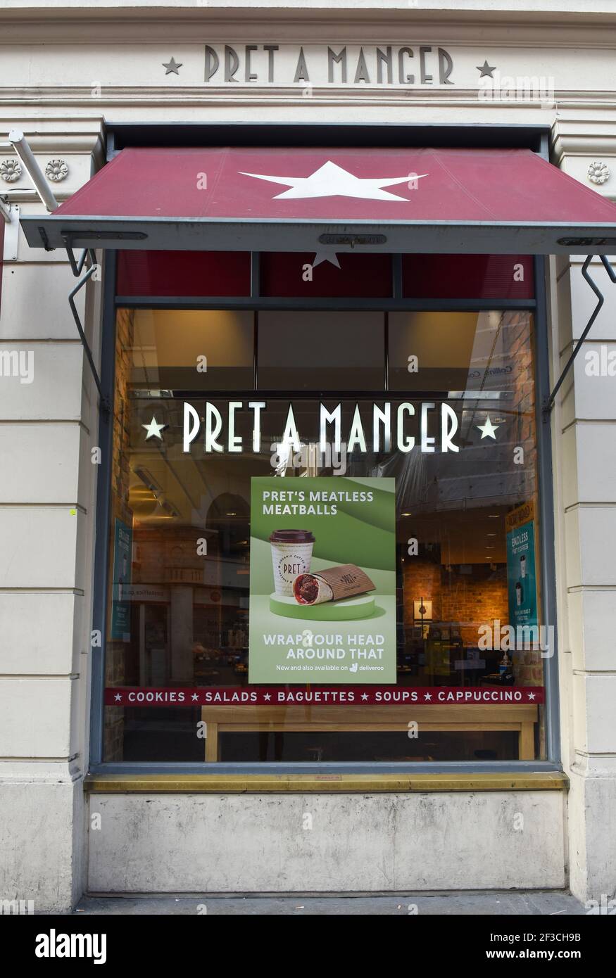 Pret A Manger shop window seen in central London. Stock Photo