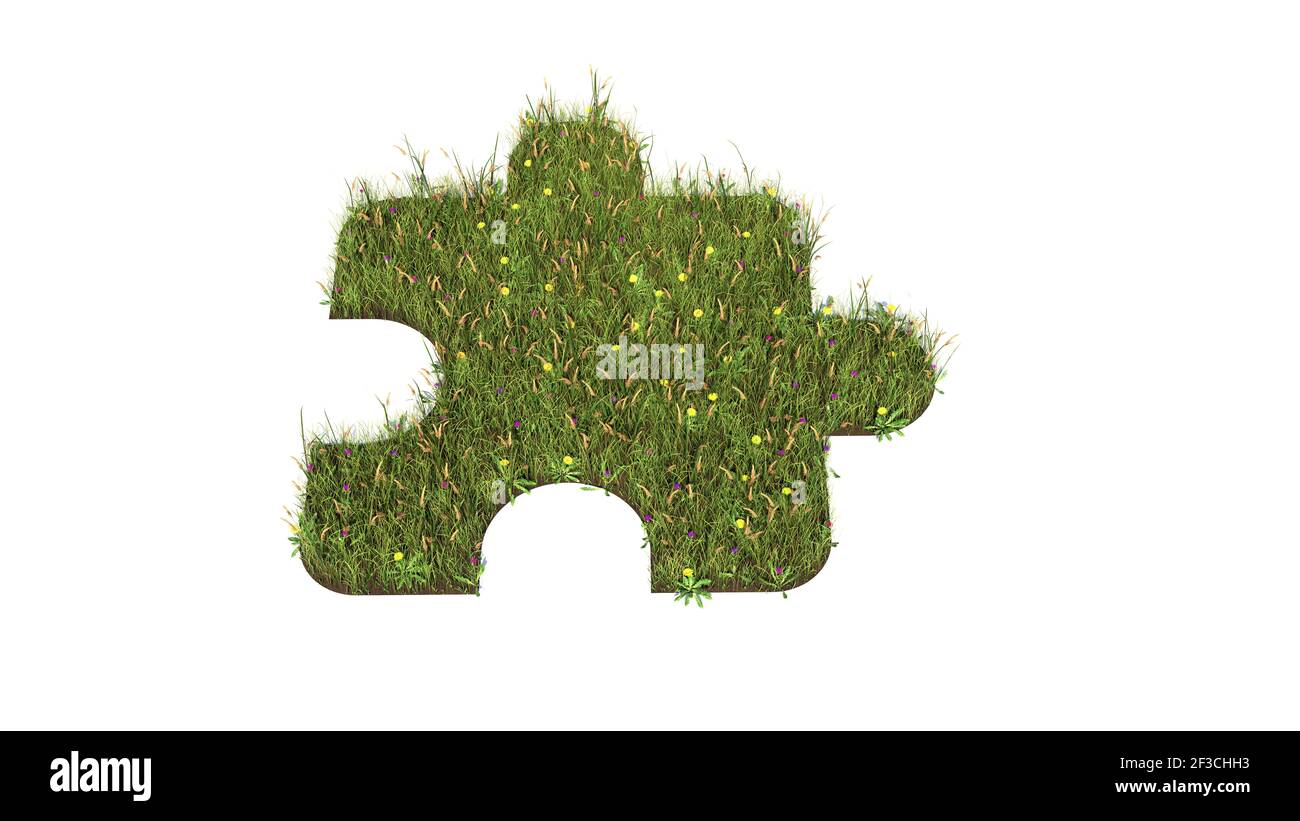 3d rendered grass field with colorful flowers in shape of symbol of