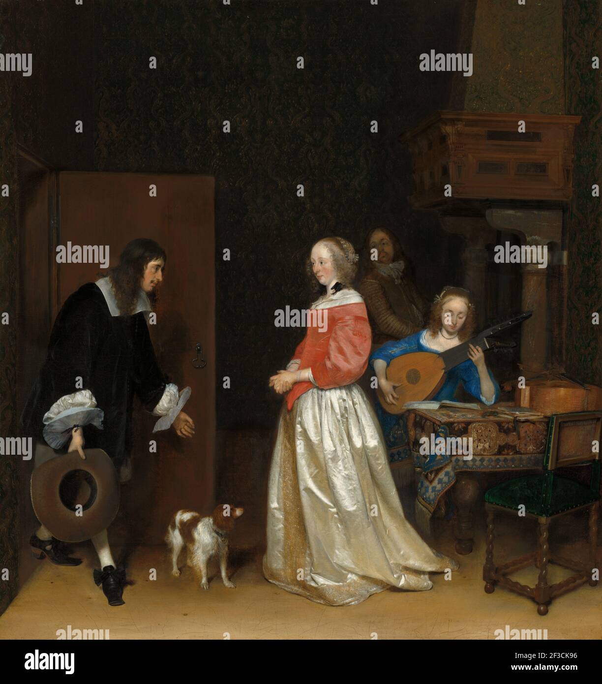 The Suitor's Visit, c. 1658. Stock Photo