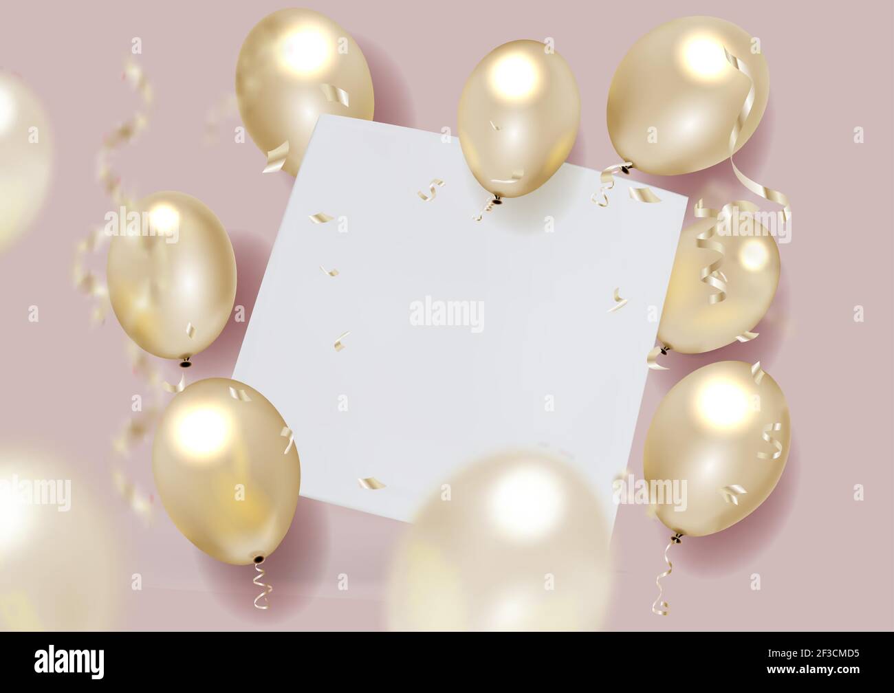 Festive banner design with white sheet, air balloons, falling foil ...