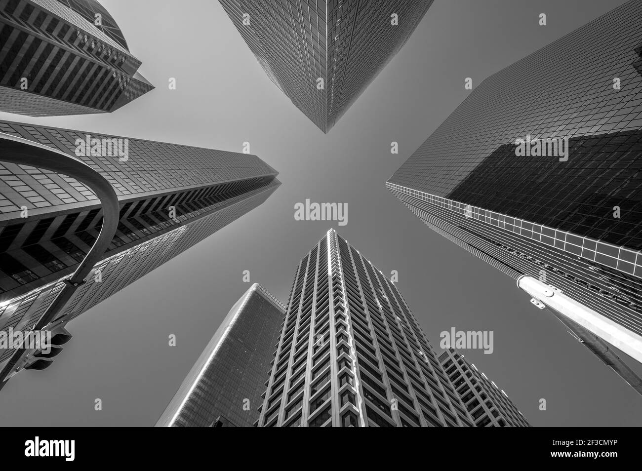 Looking up at office towers. Black and White Stock Photo - Alamy