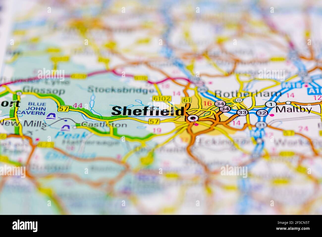 Sheffield Shown on a geography map or road map Stock Photo Alamy