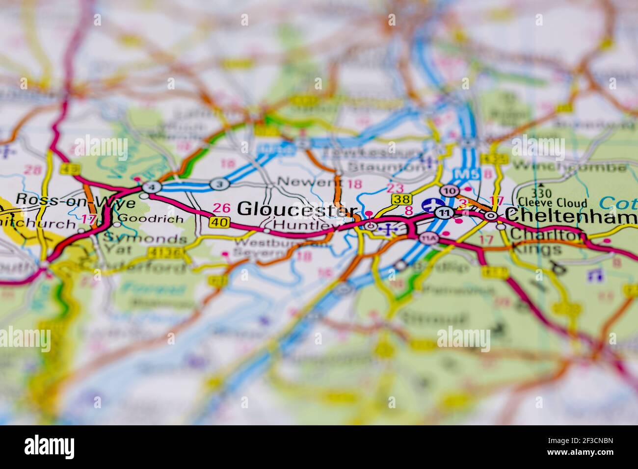 Gloucester Shown on a geography map or road map Stock Photo