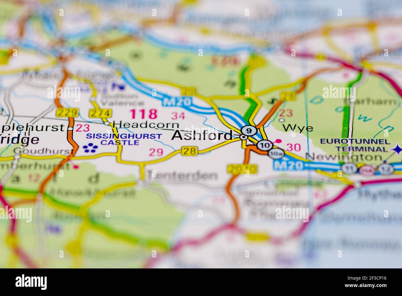 Ashford Shown on a geography map or road map Stock Photo