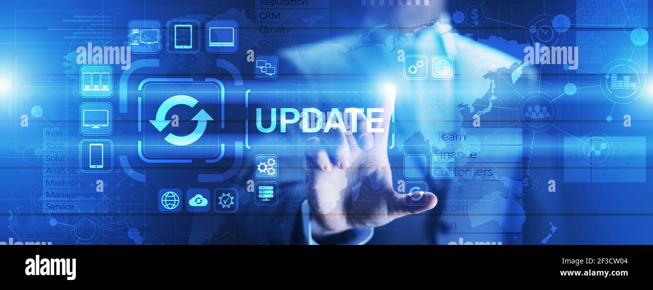 Update System Upgrade Software version technology concept on virtual screen Stock Photo
