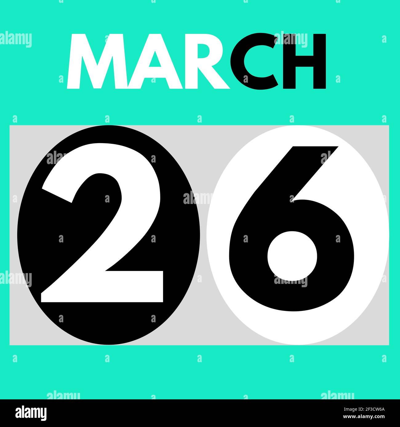 March 26 . Modern daily calendar icon .date ,day, month .calendar for