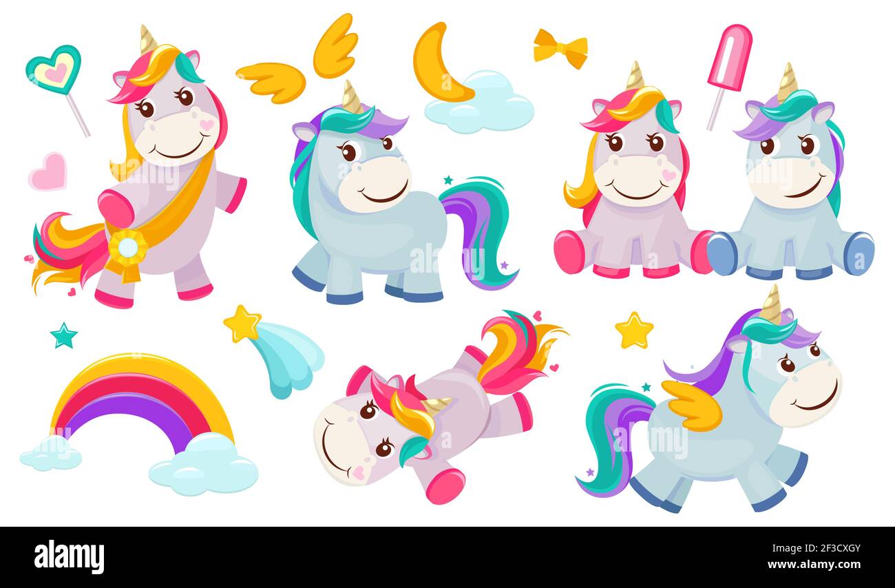 Magic Unicorns Baby Little Fairytale Animals Pony Horse Pink