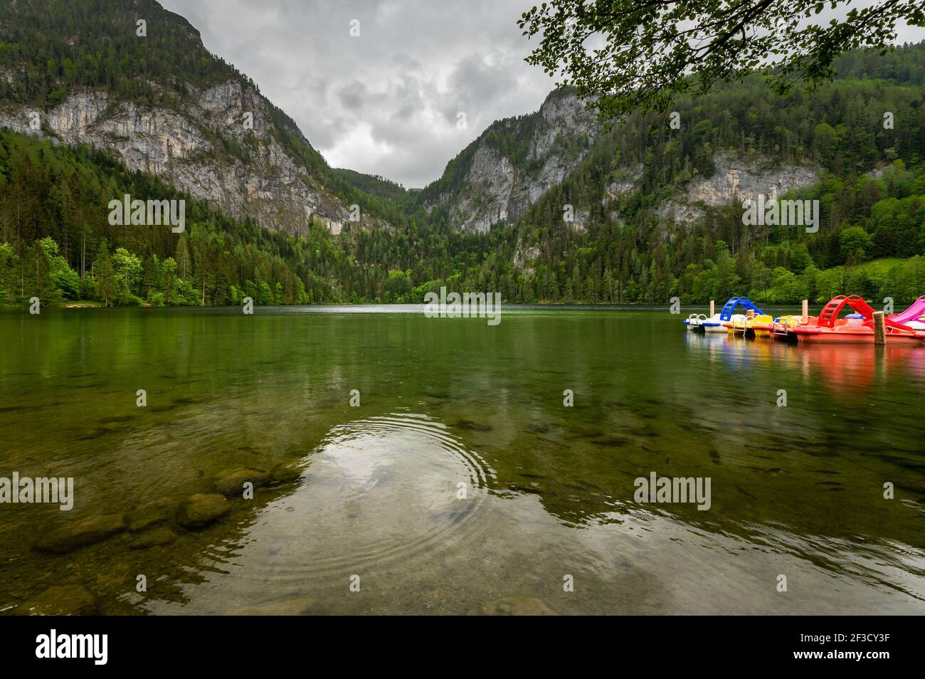 Lake Gleinkersee near Windischgarsten in Upper Austria on a cloudy day in springtime Stock Photo