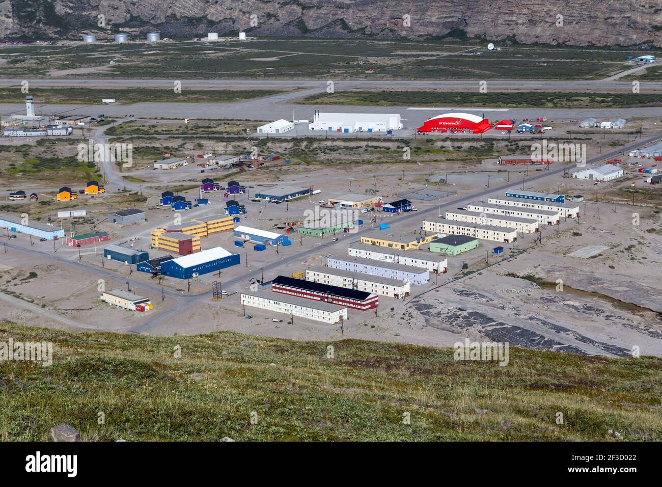 Aerial View of Kangerlussuaq, Greenland Stock Photo