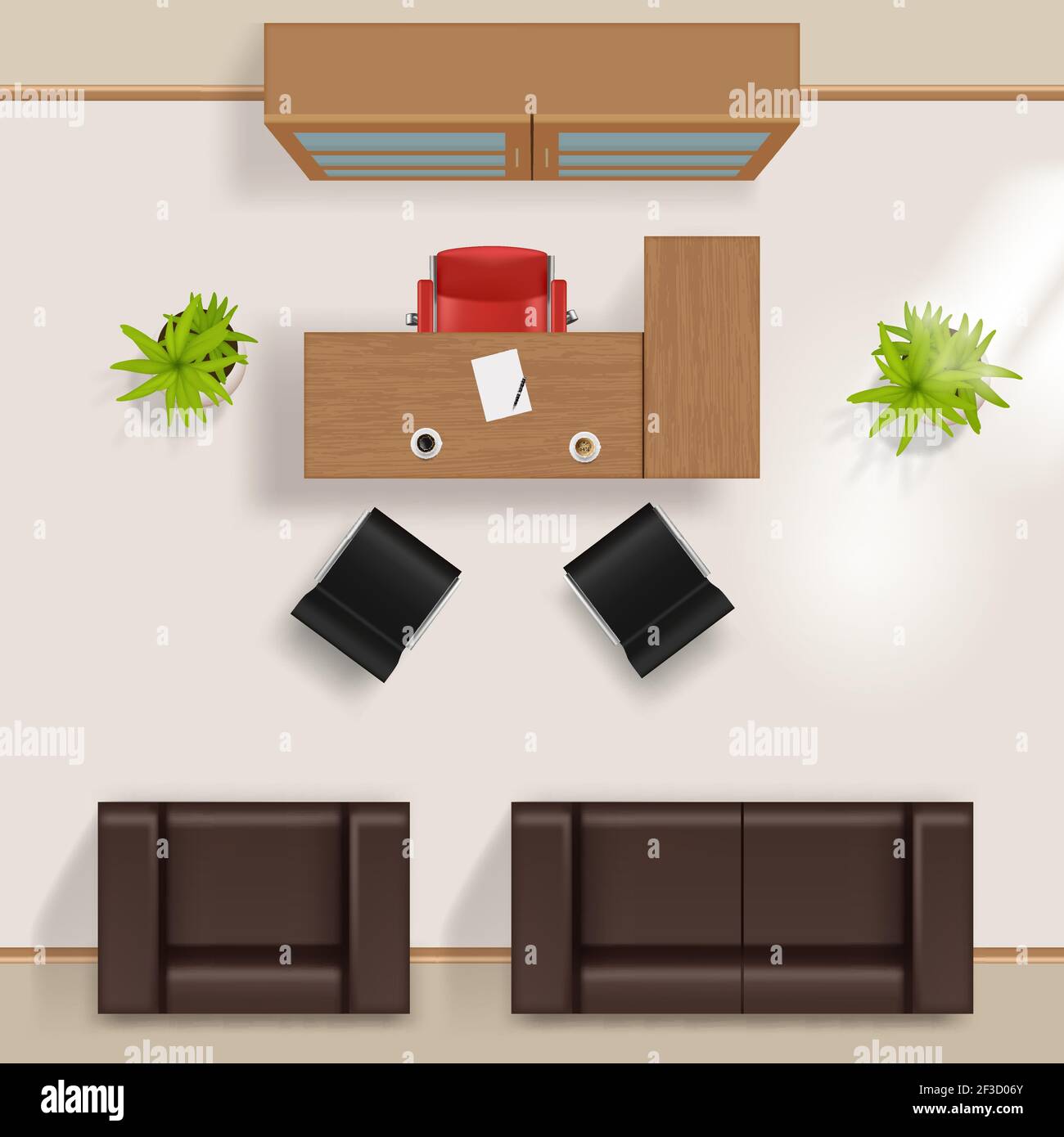 Office Table Top View Vector