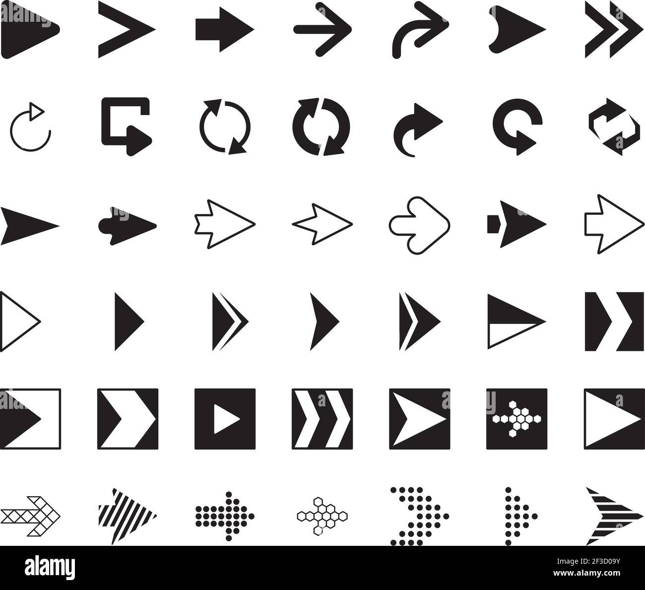Right arrows. Click next direction symbols digital applicant icons computer vector graphic arrows Stock Vector