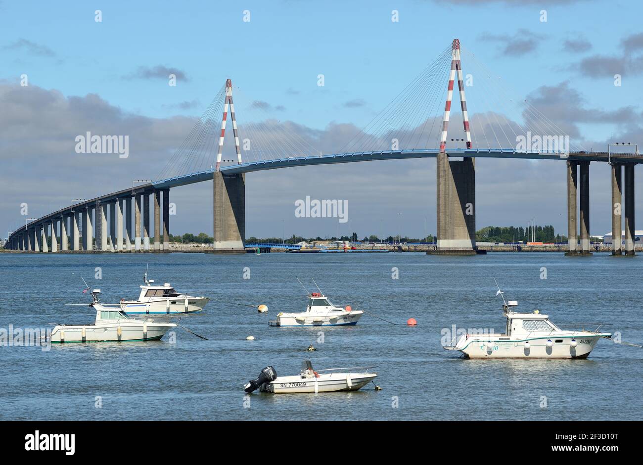 Saint-Nazaire (north-western France): the Saint-Nazaire Bridge across the River Loire viewed from Saint-Brevin-les-Pins Stock Photo