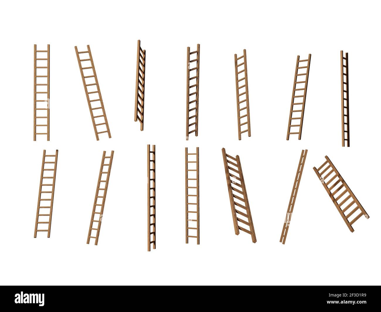 Wooden ladder isolated on a white background.3d illustration Stock Photo