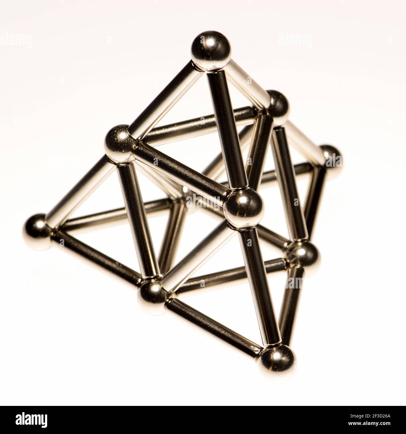 Tetrahedron / Pyramid  (made from magnetic spheres and bars) Stock Photo