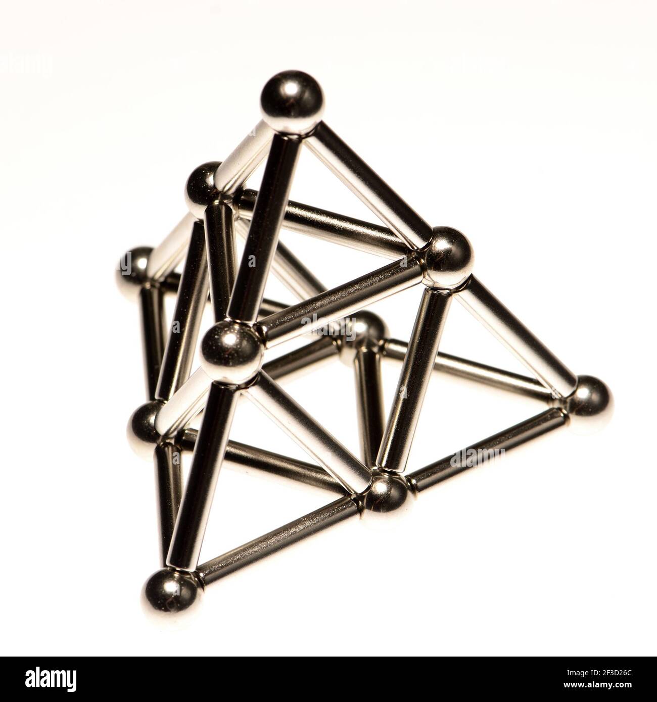 Tetrahedron / Pyramid  (made from magnetic spheres and bars) Stock Photo