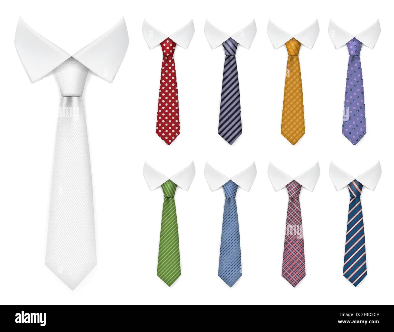 Men ties. Fabric clothes items for male wardrobe elegant style ties