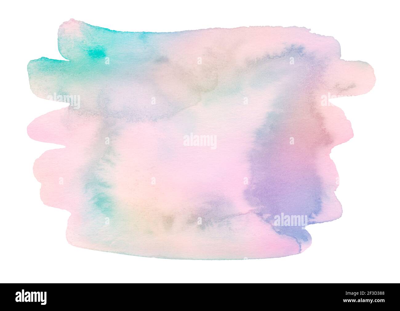 Polychrome watercolor background with sharp edges and borders. Isolated colorful spot. Stock Photo