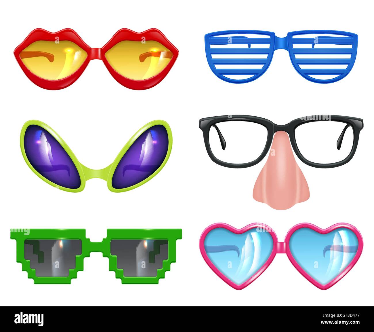 Party glasses. Masquerade realistic funny mask colored party fashion
