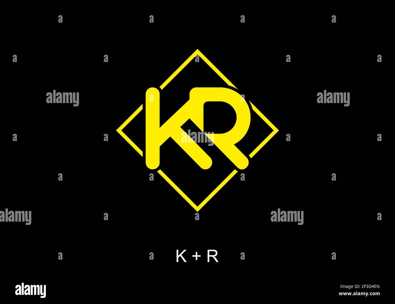 Yellow KR initial letter design Stock Vector