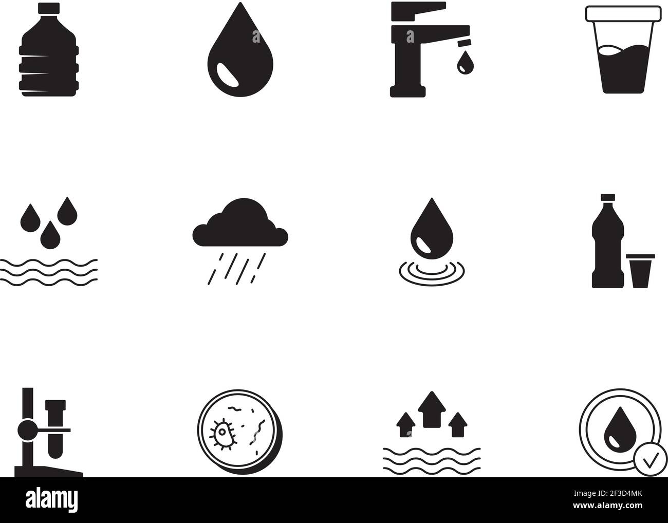 Water icon. Rain splashes drops liquid drinks recycling process