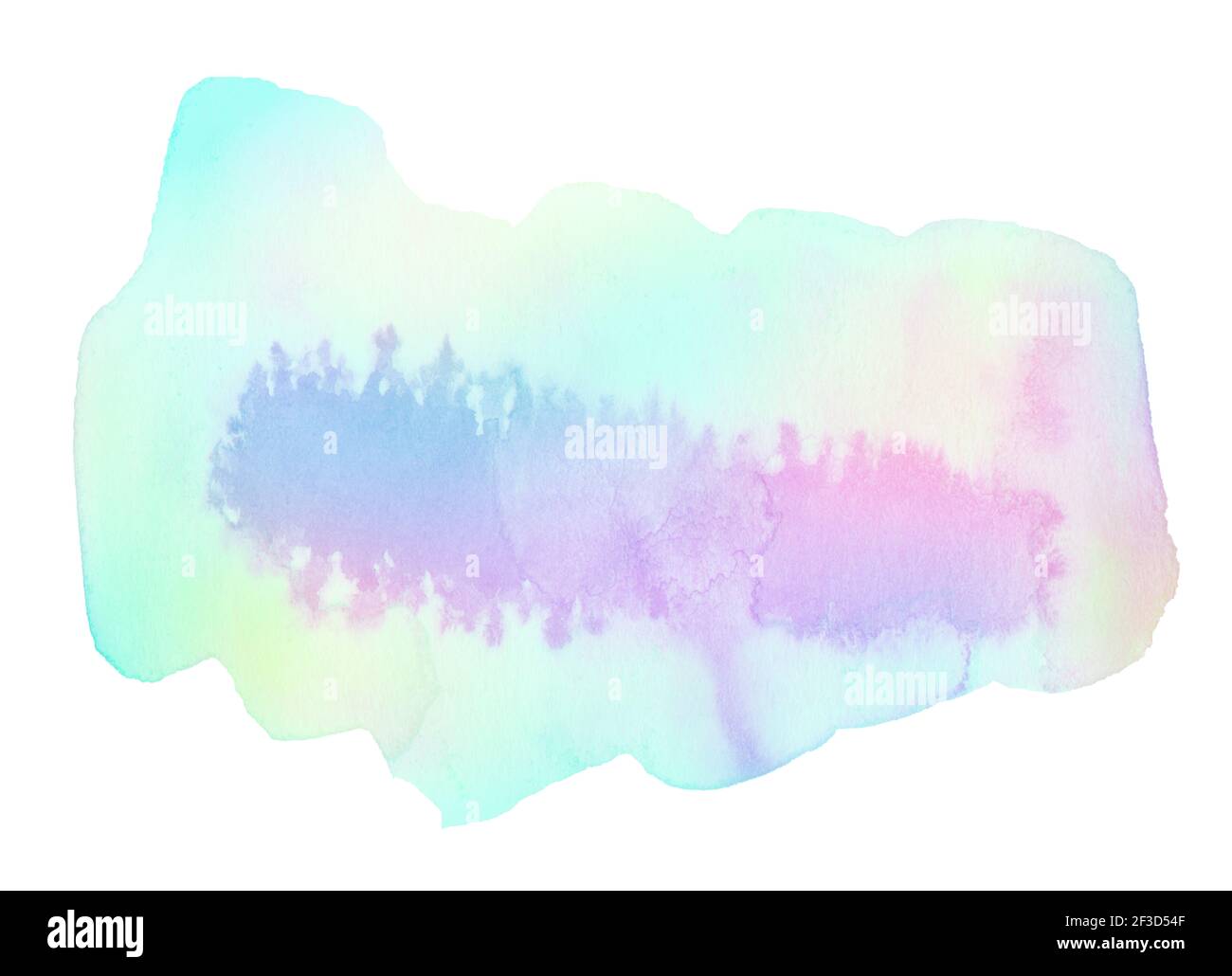 Polychrome watercolor background with sharp edges and borders. Isolated colorful spot. Stock Photo