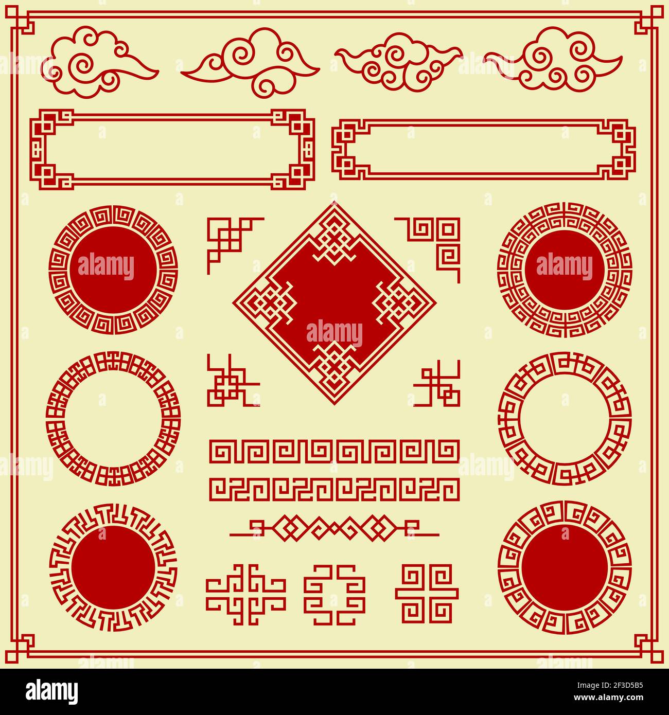 Oriental elements. Ornate clouds frames borders dividers traditional asian  graphic decoration vector objects vintage style Stock Vector Image & Art -  Alamy