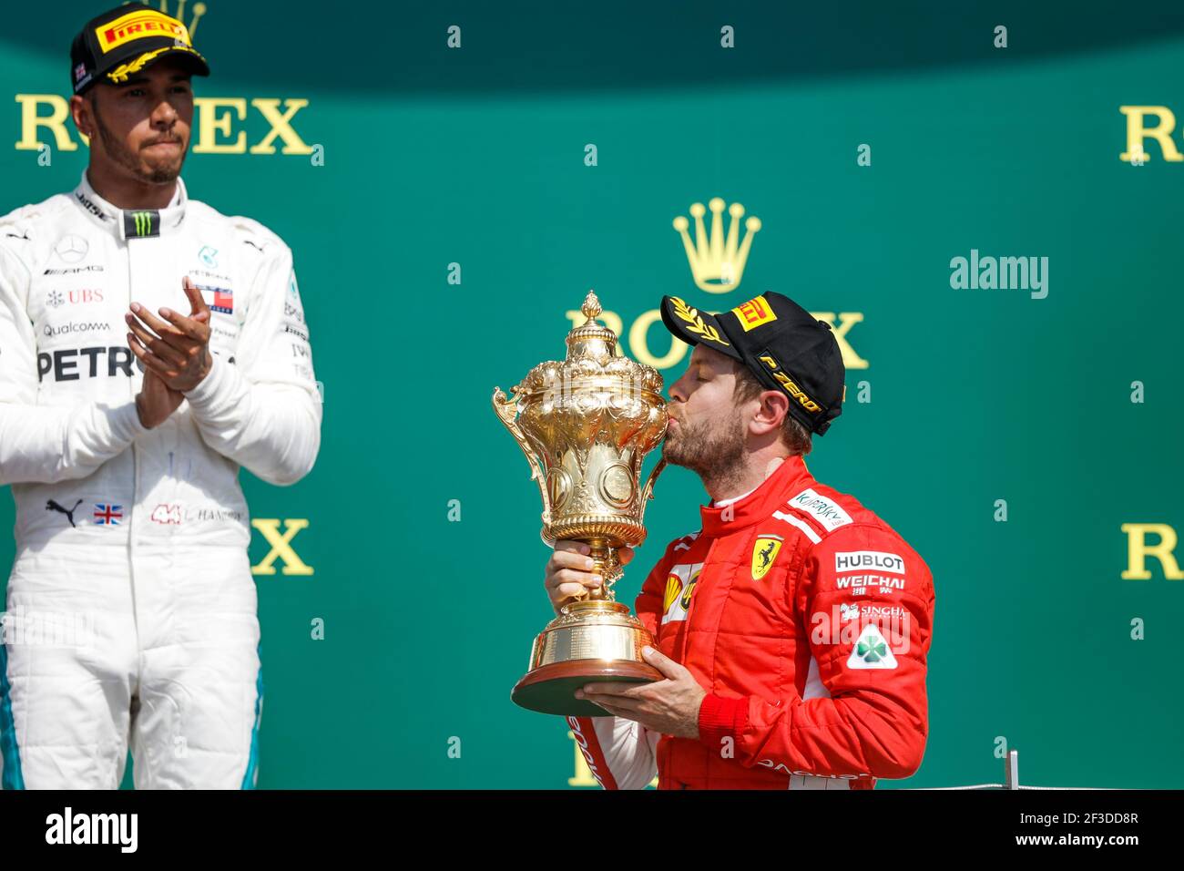 Vettel 2018 VETTEL Sebastian (ger), Scuderia Ferrari SF71H, celebrating his victory ...