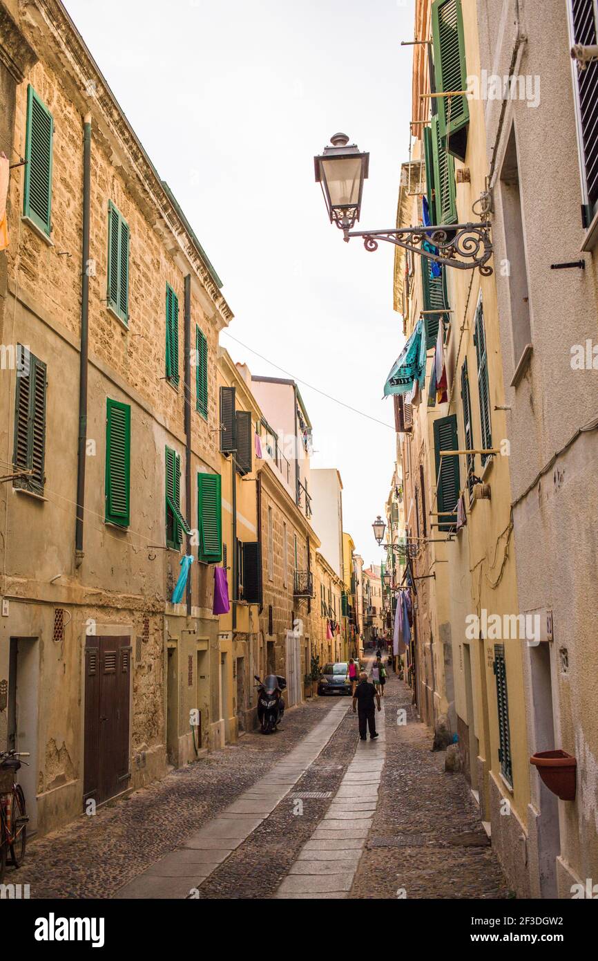 Alghero old town in Sardinia Stock Photo