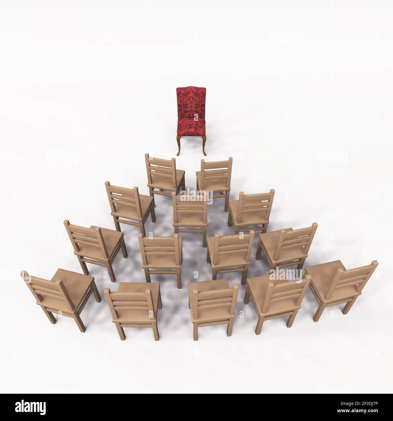 Group of chairs with a different one in front . Outstanding and